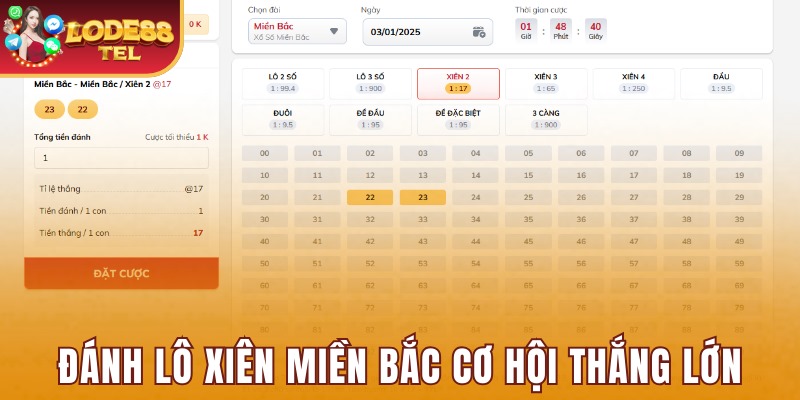 Đánh lô xiên miền Bắc cơ hội thắng lớn
