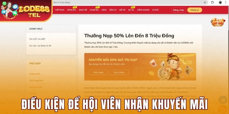 Điều kiện hội viên có có để được nhận khuyến mãi 