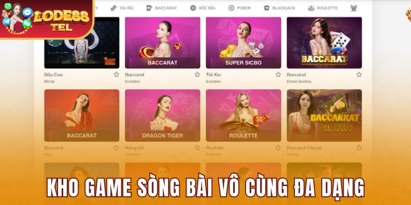 Kho game sòng bài vô cùng đa dạng
