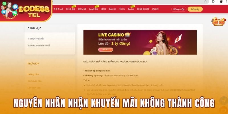 Nguyên nhận hội viên nhận khuyến mãi không thành công 